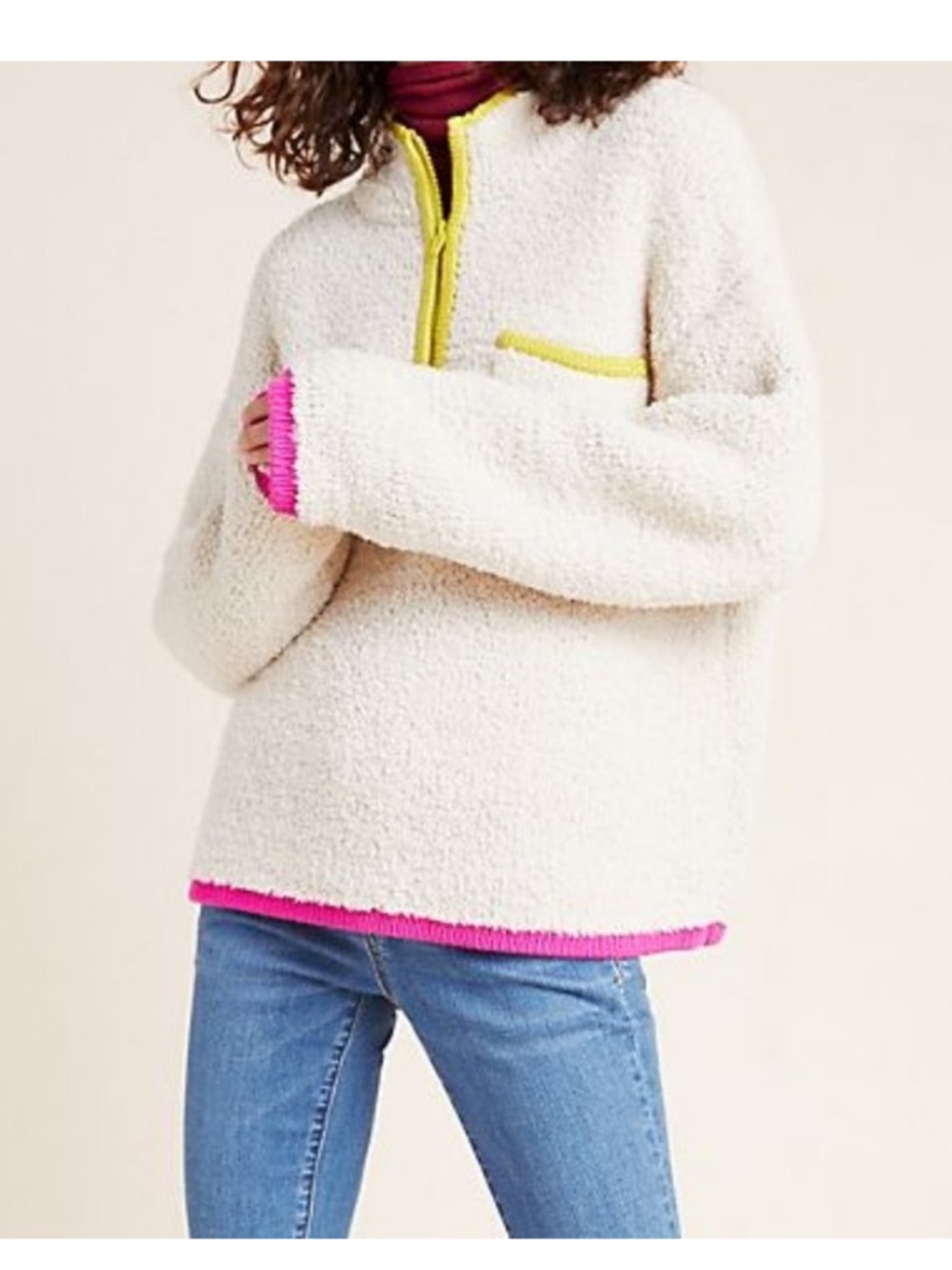 BOGO! Anthropologie Stasia Sherpa Pullover Jacket Cream Medium